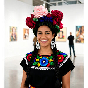 Handmade Crochet Frida Kahlo hat